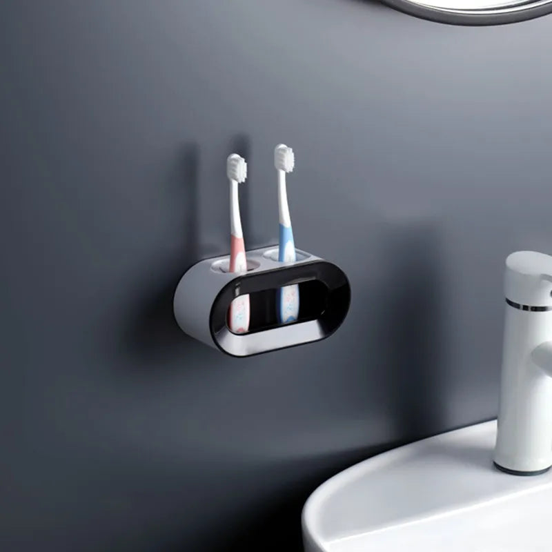 Electric Toothbrush Holder Wall-Mounted Double Hole Self-Adhesive Rack