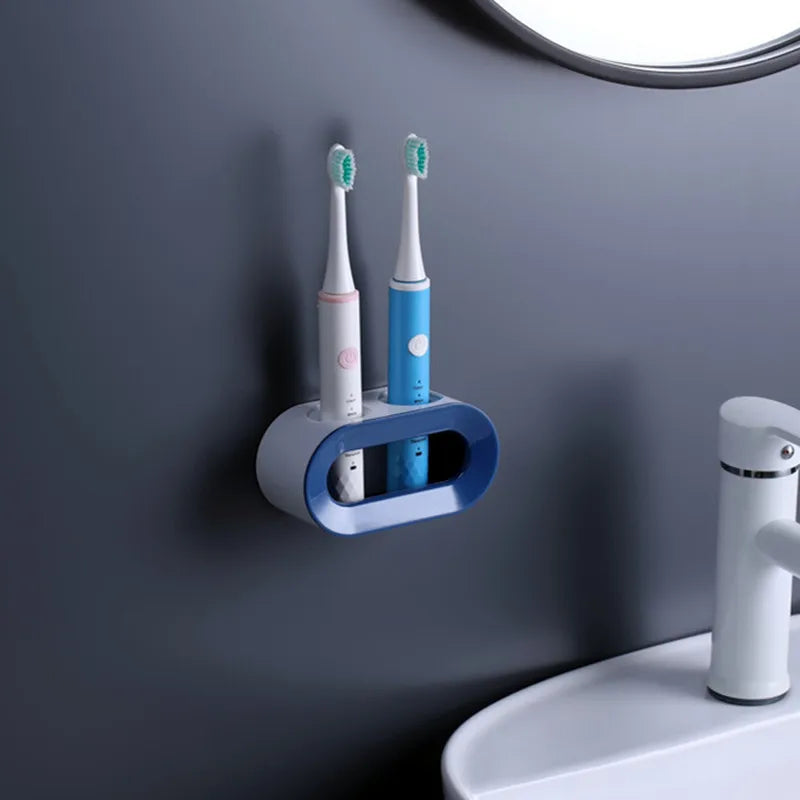 Electric Toothbrush Holder Wall-Mounted Double Hole Self-Adhesive Rack