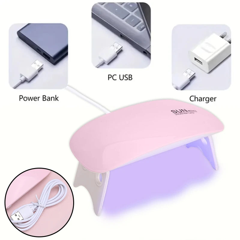 Mini Nail Polish Glue Drying Baking Lamp USB Interface Folding Mouse