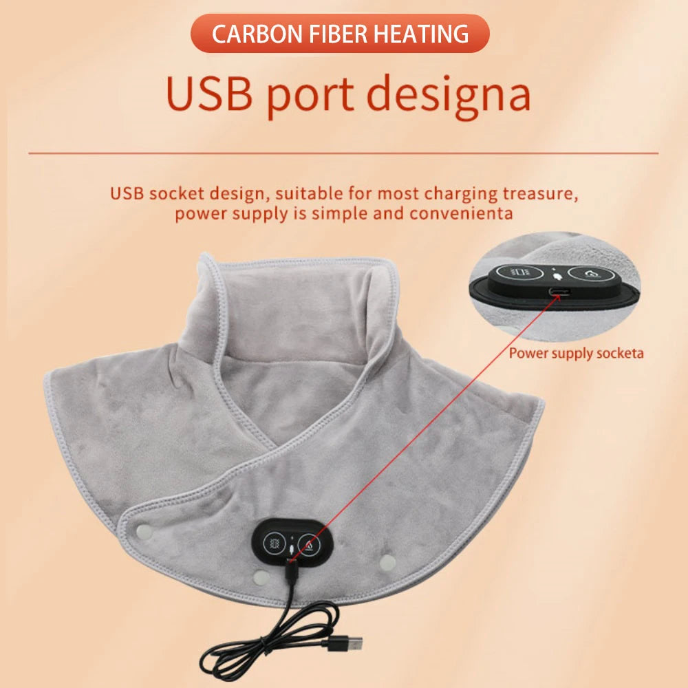 USB Heated Neck & Shoulder Massager - Cervical Support Wrap