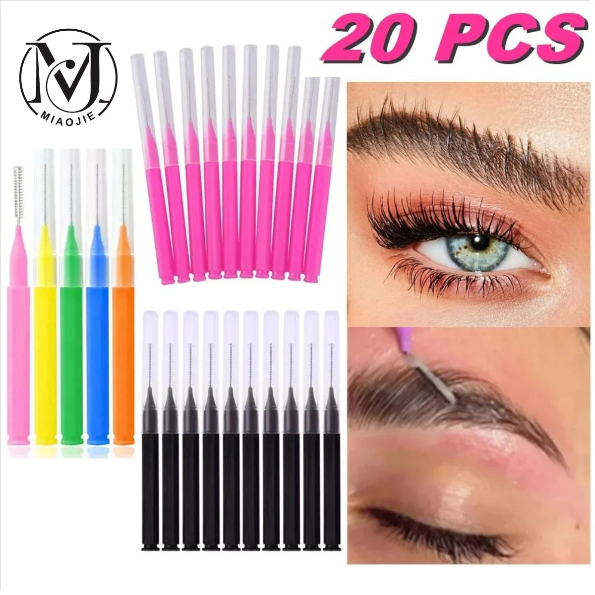 Mini Eyebrow Brush - Disposable Brow Perm & Lifting Brush (20Pcs)