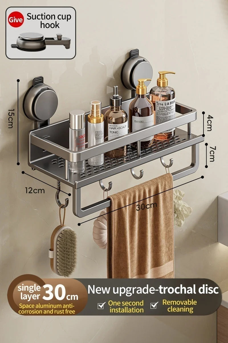 No Drill Bathroom Suction Cup Wall-Mounted Storage Shelf – Triangle Vanity Basket