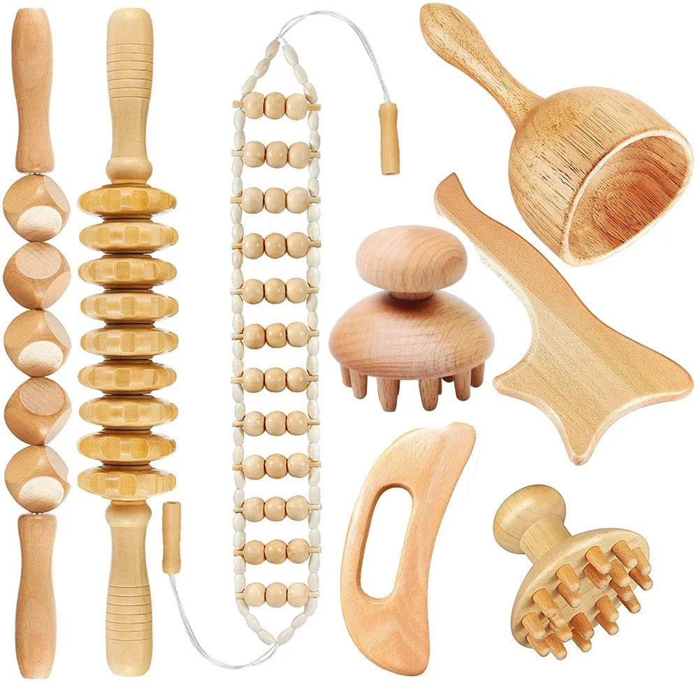 Wooden Therapy Massage Set – Anti-Cellulite & Body Slimming Gua Sha Tools (2/4/6/8PCS)