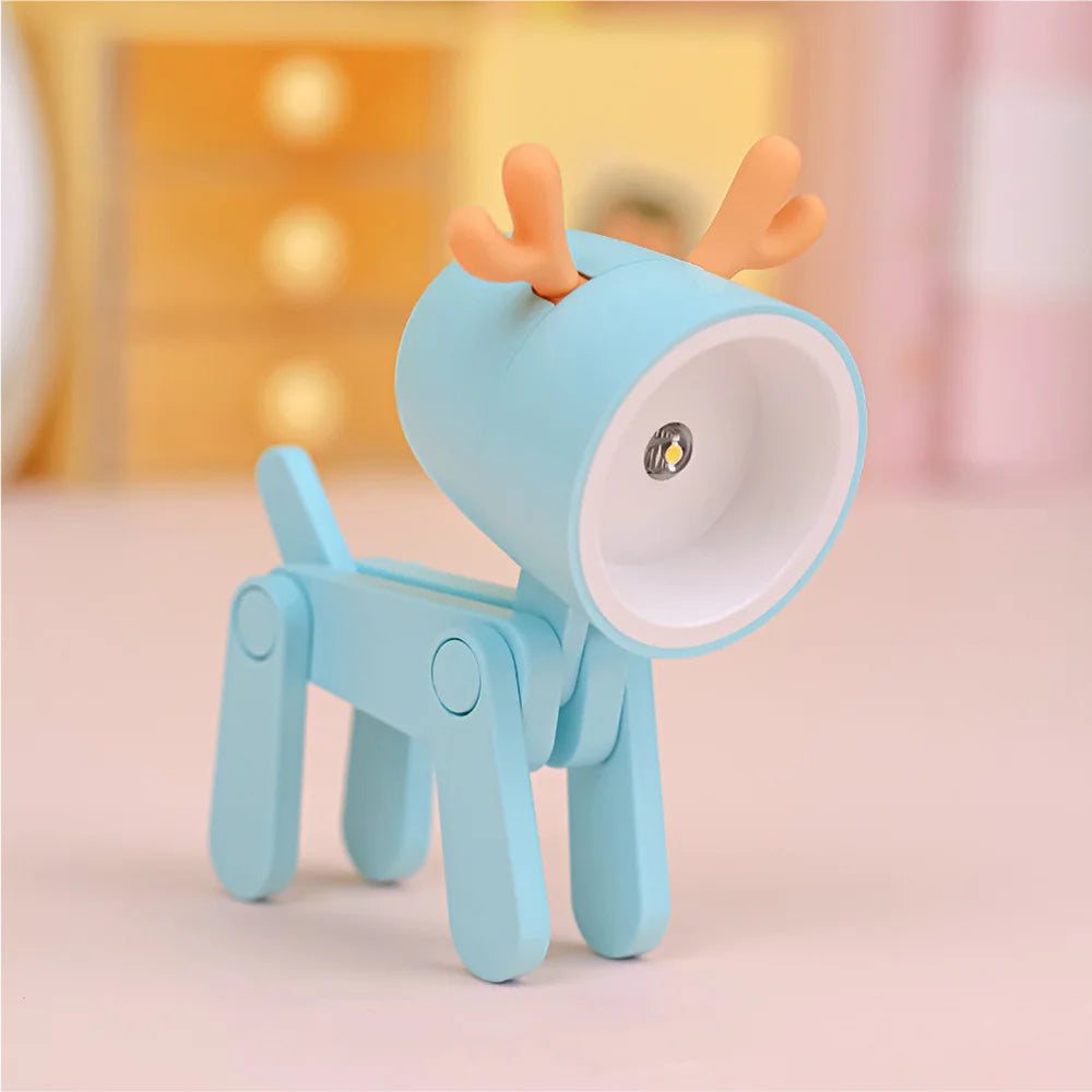 LED Night Light - Mini Folding Desk Lamp, Cute Pet Lights (Dog & Deer) Portable Night Light, Ideal Gift for Students and Living Room Decor