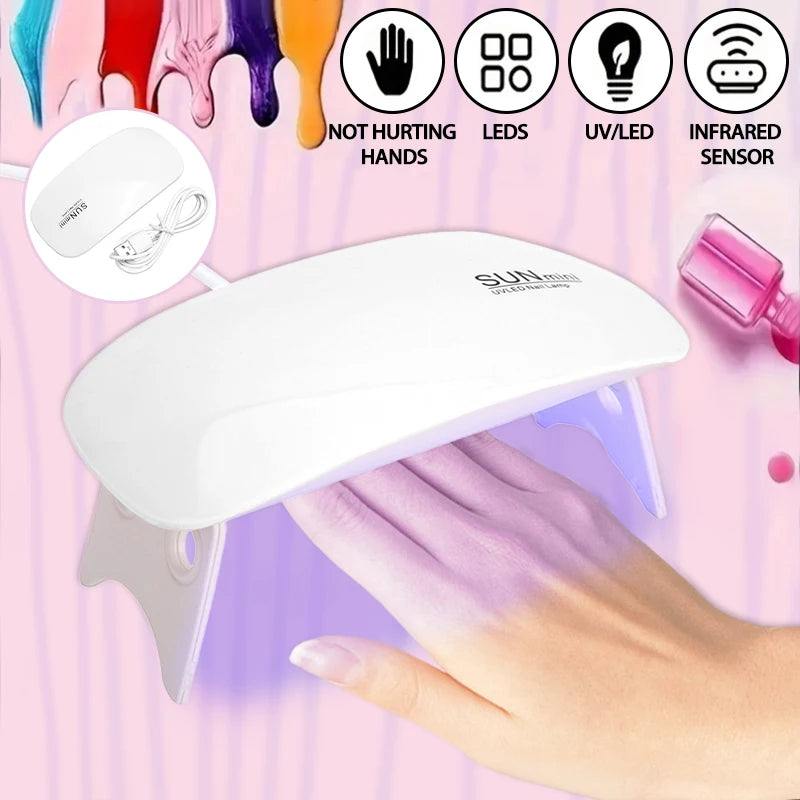 Mini Nail Polish Glue Drying Baking Lamp USB Interface Folding Mouse