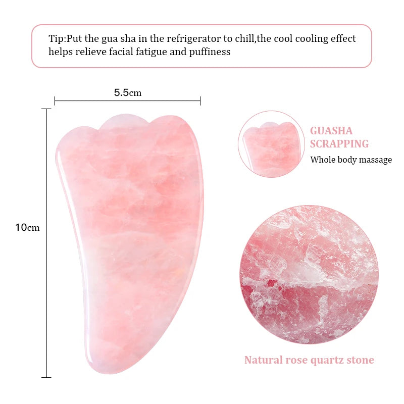 Natural Rose Jade Gua Sha - Facial & Body Massager for Skin Lifting & Wrinkle Care