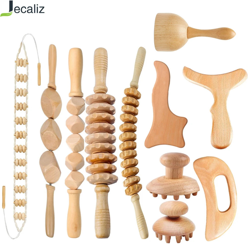 Wooden Therapy Massage Set – Anti-Cellulite & Body Slimming Gua Sha Tools (2/4/6/8PCS)