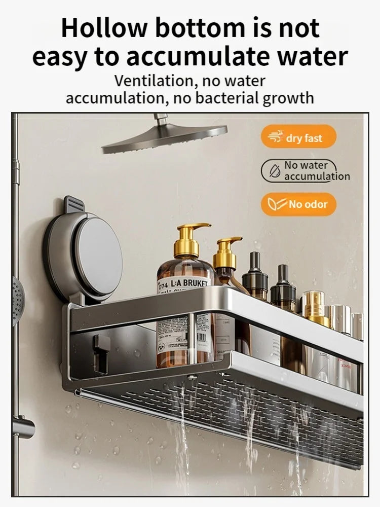 No Drill Bathroom Suction Cup Wall-Mounted Storage Shelf – Triangle Vanity Basket
