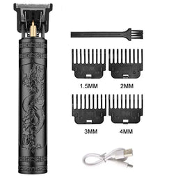Vintage T9 Hair Clipper – Electric Rechargeable Hair Cutting Machine, Professional Men’s Shaver & Barber Trimmer (Dragon/Buddha Design)