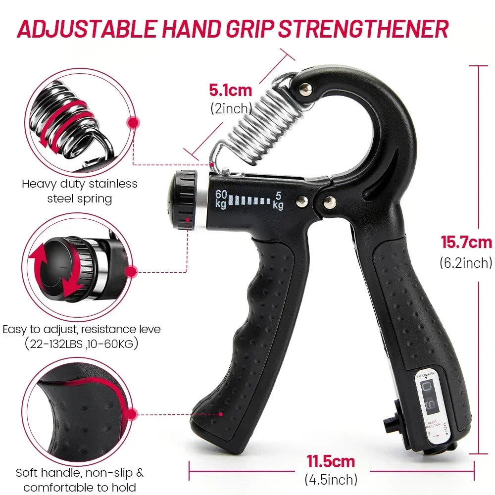 Adjustable Heavy Hand Gripper Fitness Hand Exerciser Grip Wrist - 5-60Kg