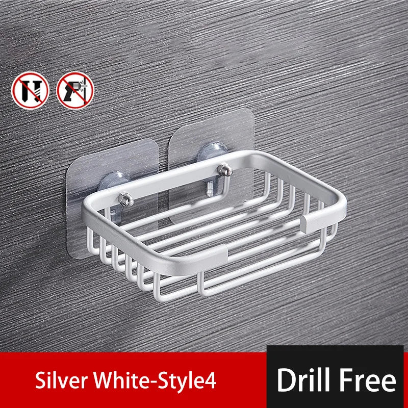 RustProof Space Aluminum Wall Mounted Shower Shelf with Suction Cup