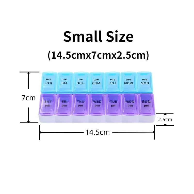 Weekly Travel Pill Organizer - 7 Days, 14 Compartments