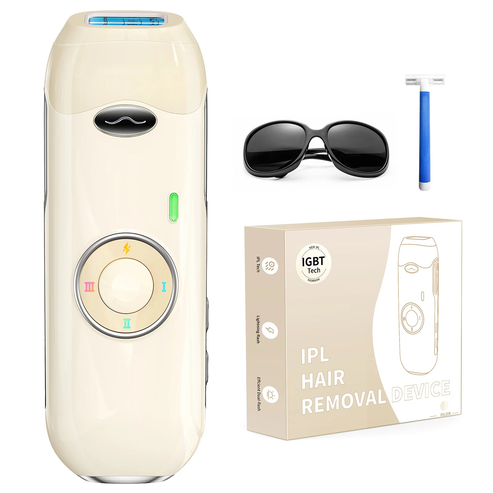 IPL Laser Hair Removal Device - 900,000 Flashes, 22J Energy, Quick & Painless for Full Body, Face, Bikini & Underarm