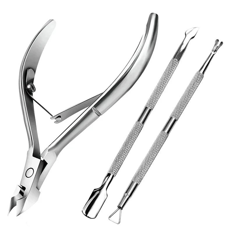 Manicure Set Tool – Steel Cuticle Scissors, Dead Skin Fork, Nail Clipper & Pusher for Nail Cleaning & Pedicure Care