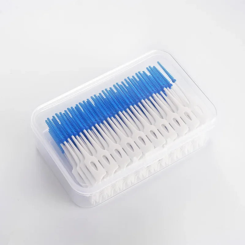 200 Pcs Interdental Silicone Brushes – Dental Toothpicks with Thread for Cleaning Between Teeth and Oral Care