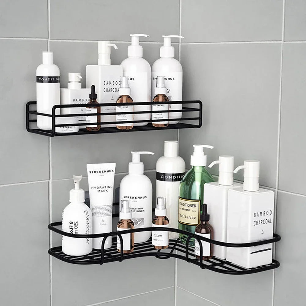 Bathroom Shelf Shower Wall Mount Shampoo Storage Holder with Suction Cup - No Drilling Kitchen Storage