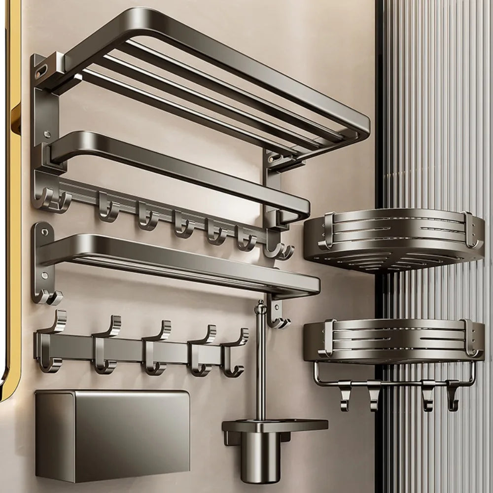 No-hole Suction Cup Towel Rack – Wall Mounted Bathroom Towel Shelf with Integrated Toilet Towel Bar