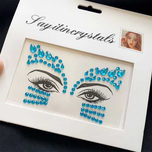 3D Rhinestone Face Tattoo Stickers Colored Glitter Crystal/1Pcs