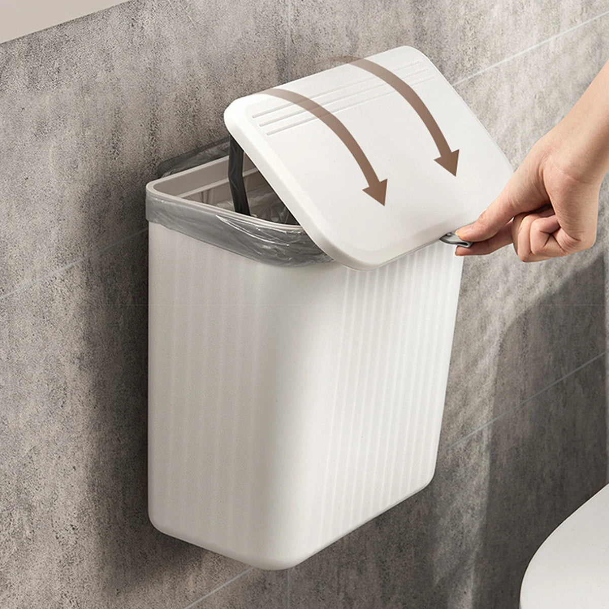 Kitchen Wall-mounted Trash Can - Household Kitchen Waste Storage Bin with Toilet Paper Holder