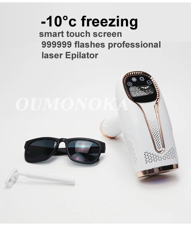 IPL 999,999 Flashes Laser Epilator, Painless Permanent Hair Removal Device for Women and Men, Bikini & Body Use