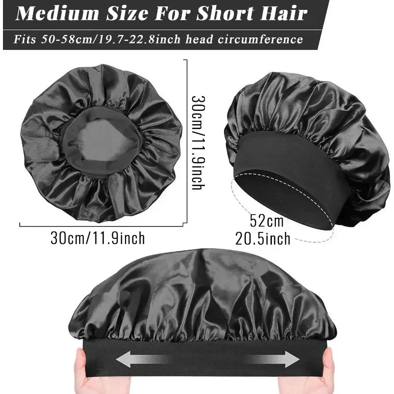 Soft Silk Satin Lined Bonnet Large Satin Hair Bonnet Household 1pcs