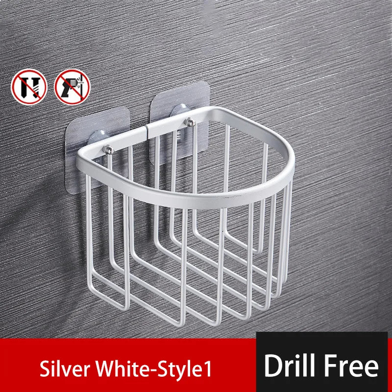 RustProof Space Aluminum Wall Mounted Shower Shelf with Suction Cup
