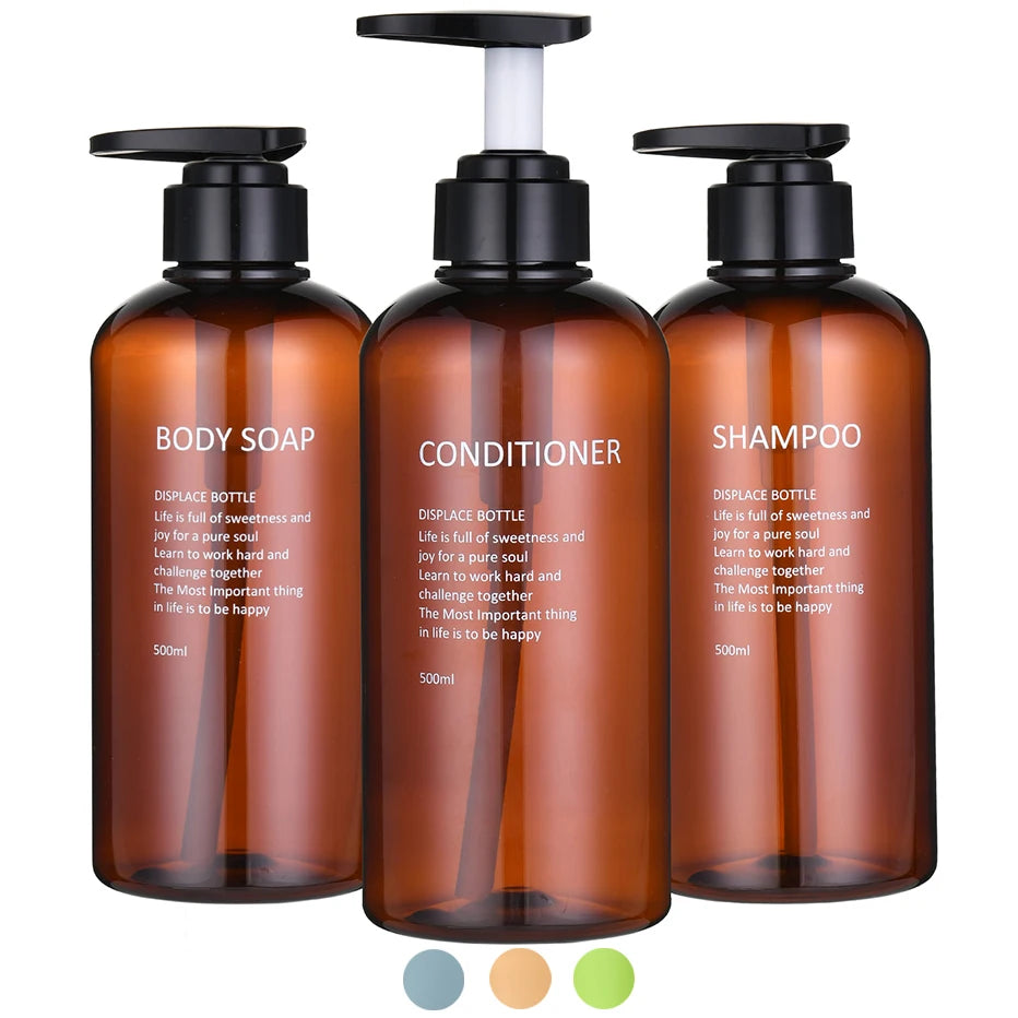 Refillable Shampoo & Conditioner Dispenser Set – Printed Letter Design for Bathroom & Shower