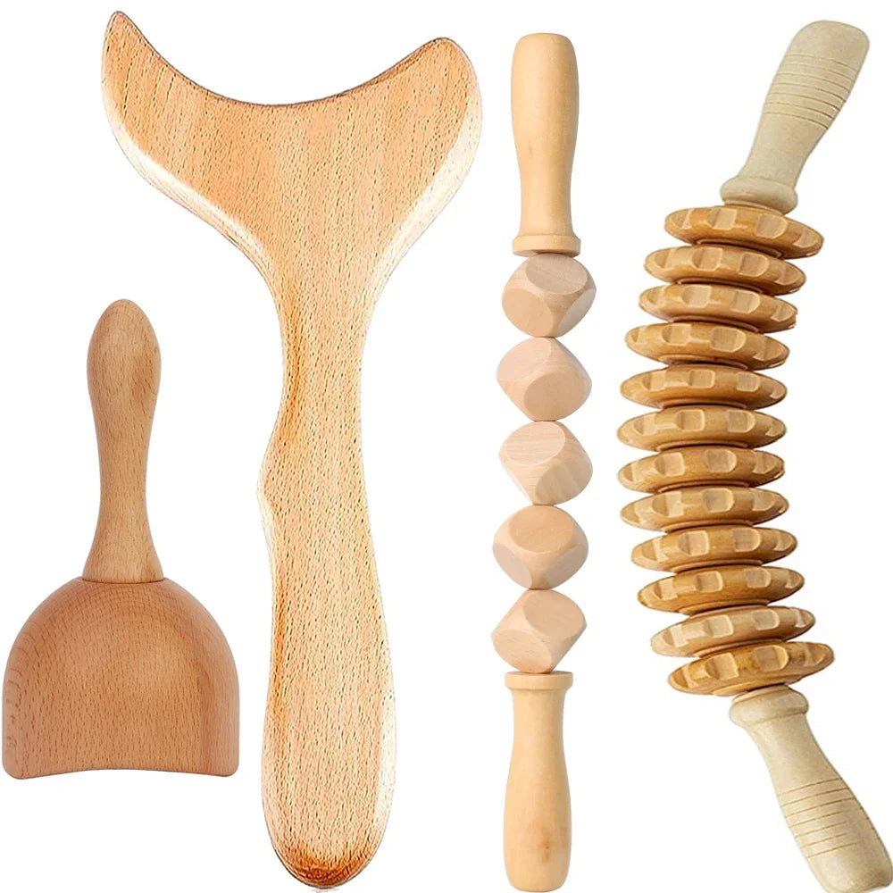 Wooden Therapy Massage Set – Anti-Cellulite & Body Slimming Gua Sha Tools (2/4/6/8PCS)