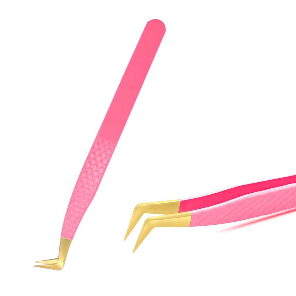 Stainless Steel Eyelash Tweezers – Anti-Static, Non-Magnetic Precision Tweezers for 3D Lash Extensions
