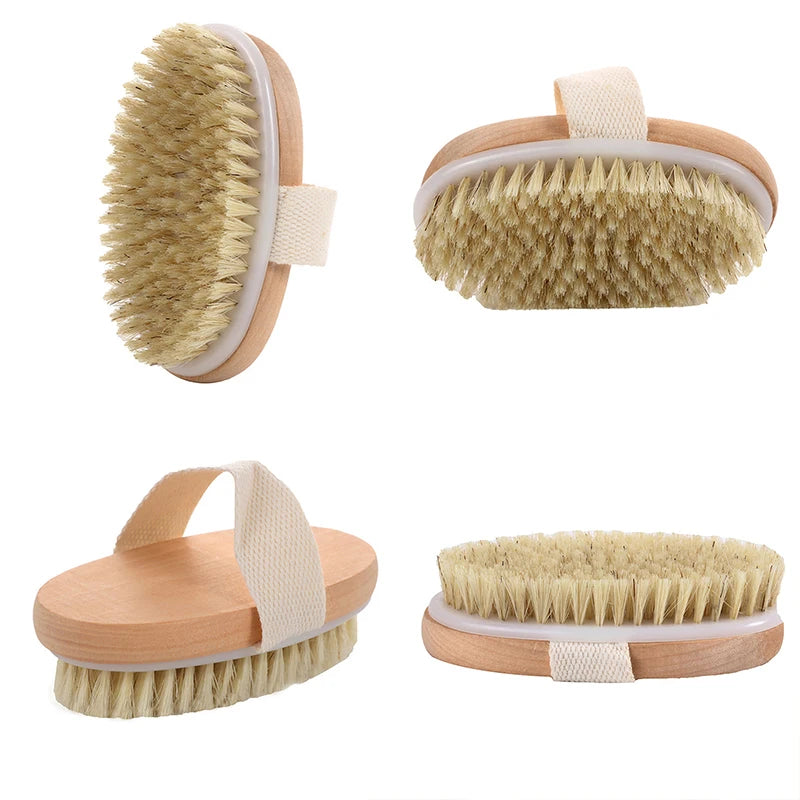 Wood Bath Brush - Exfoliating & Massage for Dry and Wet Use