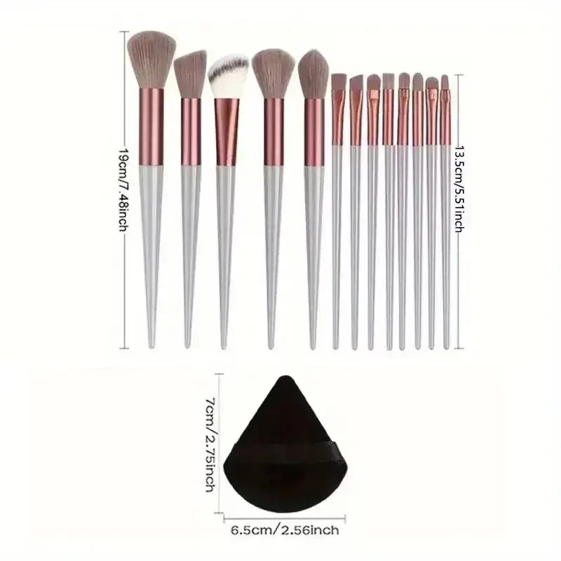 Premium Synthetic Nylon Bristle Makeup Brush Set - Soft, Gentle - 13pcs