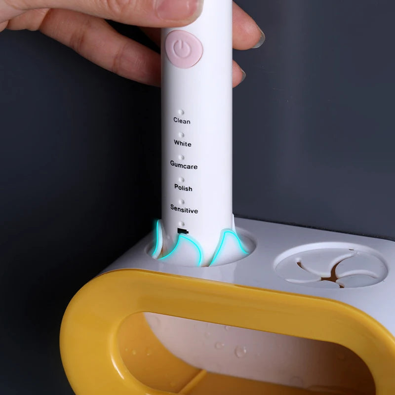 Electric Toothbrush Holder Wall-Mounted Double Hole Self-Adhesive Rack