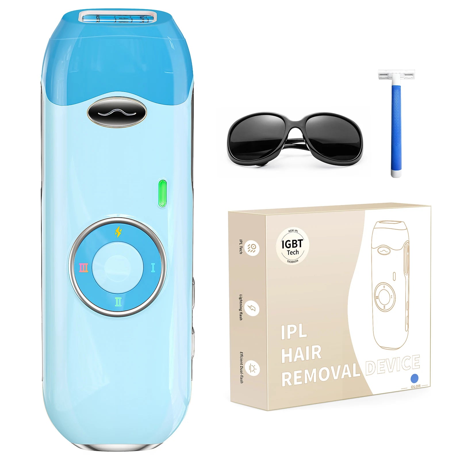 IPL Laser Hair Removal Device - 900,000 Flashes, 22J Energy, Quick & Painless for Full Body, Face, Bikini & Underarm