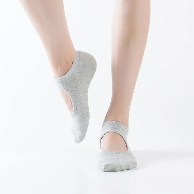 Bandage Yoga Socks for Women – Non-Slip Cotton Pilates, Ballet, Dance & Gym Workout Socks with Grip