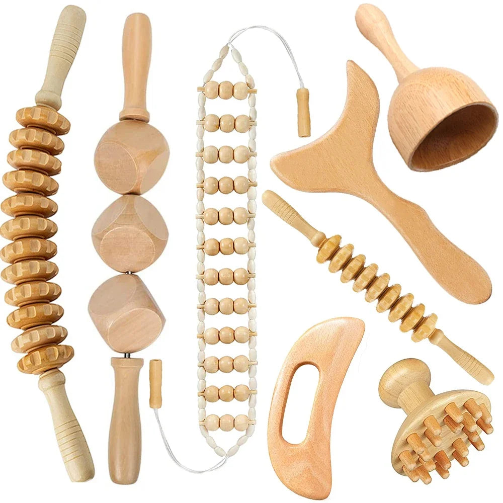 Wooden Therapy Massage Set – Anti-Cellulite & Body Slimming Gua Sha Tools (2/4/6/8PCS)