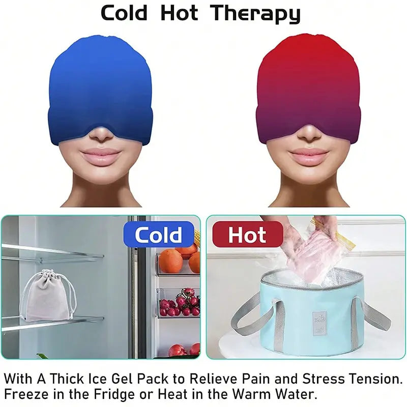 Gel Ice Headache Migraine Relief Hat Cold Compress Therapy Cap Ice