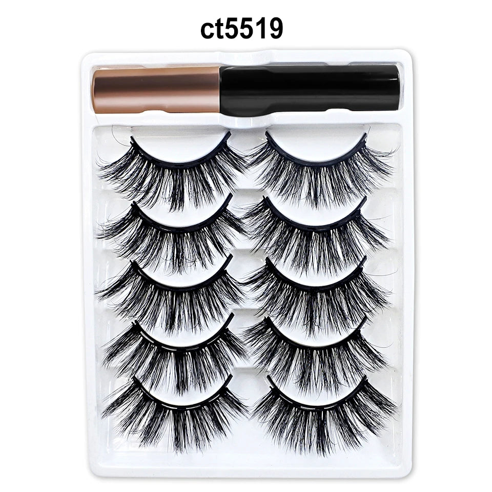 Magnetic Lashes Kit – 5 Pairs Reusable Magnetic False Eyelashes with Eyeliner & Applicator for Natural Look