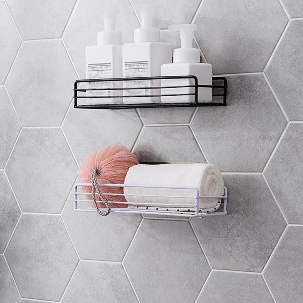 Bathroom Shelf Shower Wall Mount Shampoo Storage Holder with Suction Cup - No Drilling Kitchen Storage
