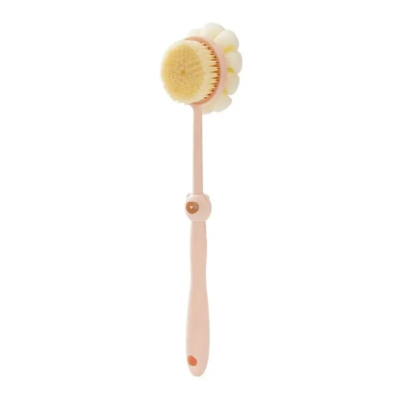 Two-Sided Silicone Shower Body Brush with Long Handle, Exfoliating & Massage Bath Brush
