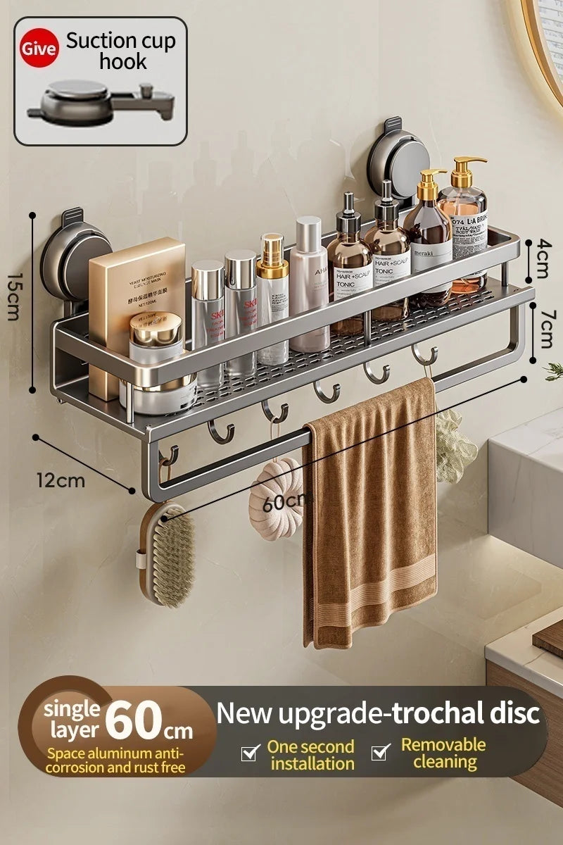 No Drill Bathroom Suction Cup Wall-Mounted Storage Shelf – Triangle Vanity Basket