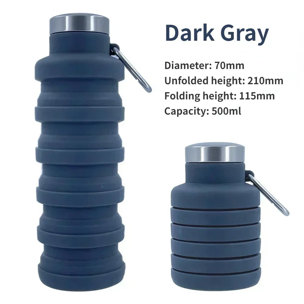 New Portable Silicone Retractable Water Bottle - Collapsible Travel Sport Bottle