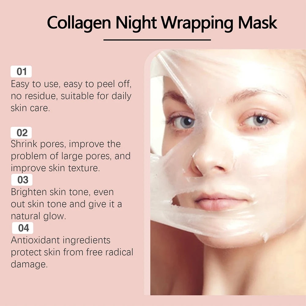 Collagen Night Wrapping Peel Off Mask Facial Moisturizing Brighten 75G