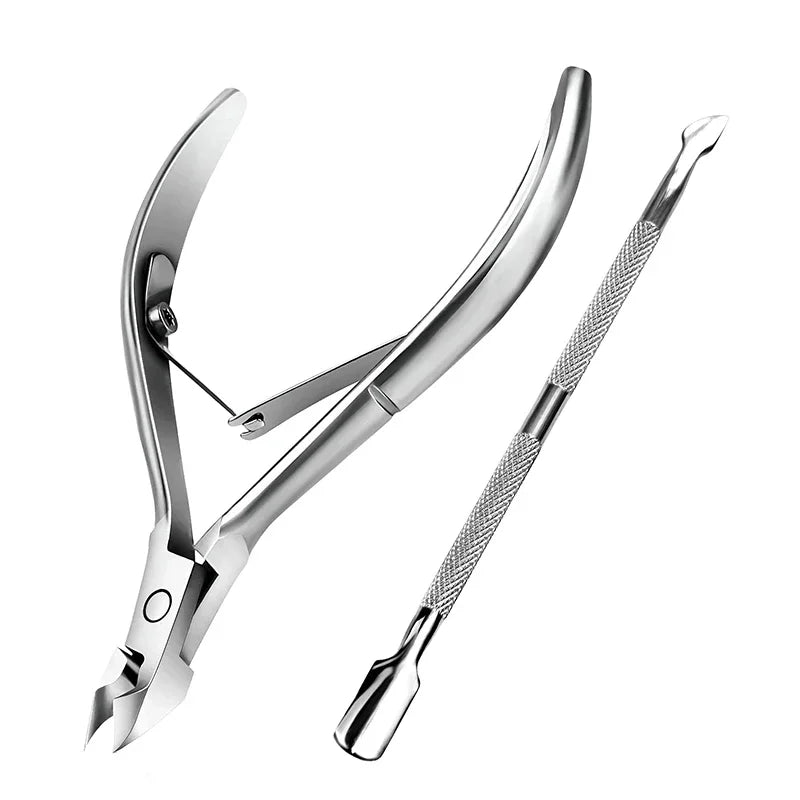 Manicure Set Tool – Steel Cuticle Scissors, Dead Skin Fork, Nail Clipper & Pusher for Nail Cleaning & Pedicure Care