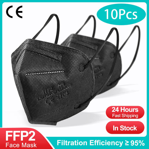 Mascarillas fpp2 Black KN95 CE Certified FFP2 face mask/10-200PCS